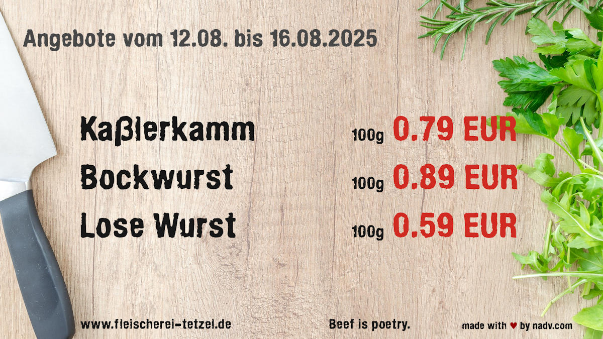 Fleischerei Tetzel Goldbeck Altmark Fleischer Schollene Bertkow Hindenburg Hohenberg Krusemark